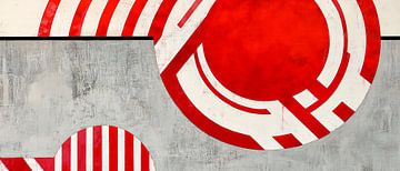Geometric composition in red and grey by Poster Art Shop