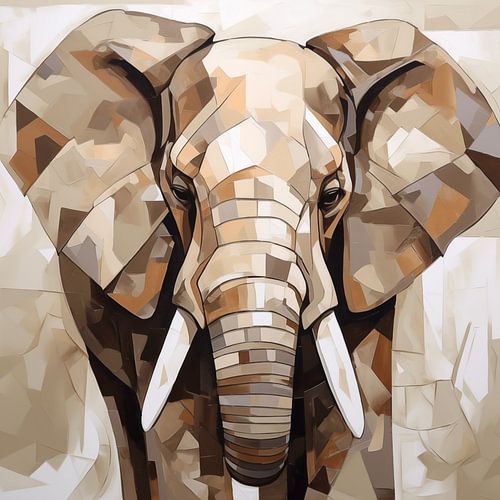 Olifant in kubistische vormen