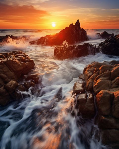 Zonsondergang aan zee van fernlichtsicht