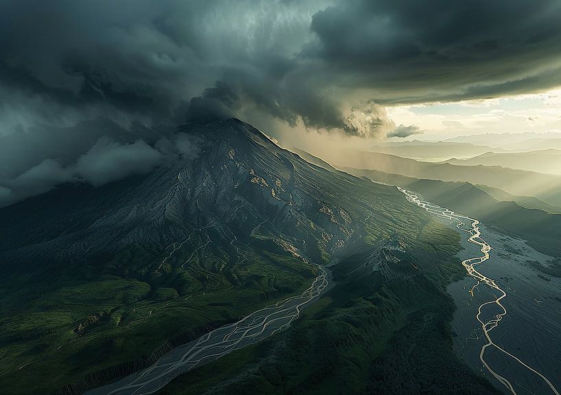 Sonnenstrahlen brechen durch von fernlichtsicht
