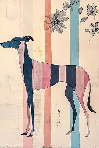 Chien élégant avec des fleurs