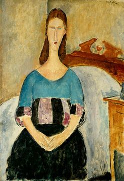 Portret van Jeanne Hebuterne, Zittend, Amedeo Modigliani