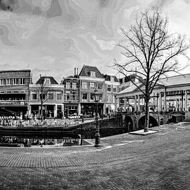 Paanorama Koornbrug auf dem Nieuwe Rijn in Leiden Niederlande von Hendrik-Jan Kornelis