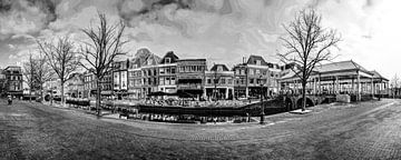Paanorama Koornbrug aan de Nieuwe Rijn in Leiden Nederland van Hendrik-Jan Kornelis