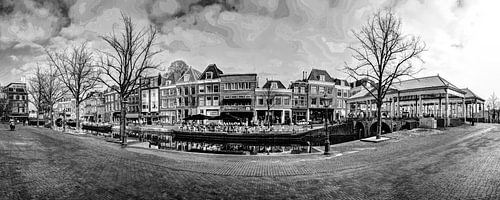 Paanorama Koornbrug aan de Nieuwe Rijn in Leiden Nederland