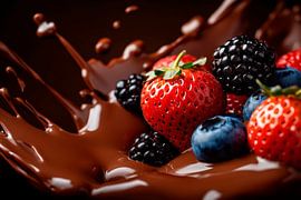 Fruchtmix in Schokoladensauce – Luxusgenuss von Poster Art Shop