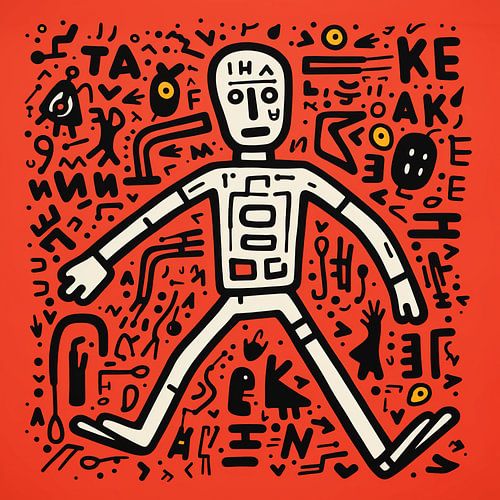 Abstracte man met symbolen