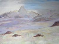 Sneeuwstorm in hoge bergen. 60x80cm.
