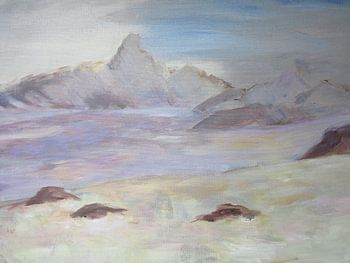 Snowstorm in high mountains. 60x80cm.