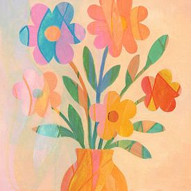 naive Blumen in einer Vase Bohostil von Claudia Gründler