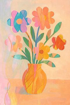 fleurs naïves dans un vase de style bohème