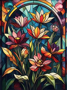 Des fleurs en vitrail pleines de couleurs et de formes
