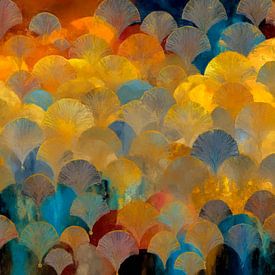 Goldener Ginkgo in fließendem Muster von Whale & Sons