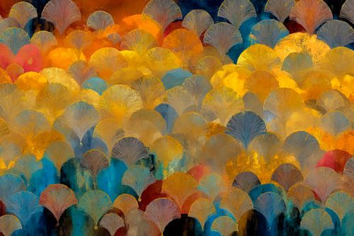 Gouden Ginkgo in Vloeiend Patroon