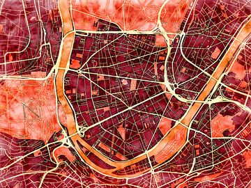 Kaart van Boulogne-Billancourt in de stijl 'Amber Autumn' van Maporia