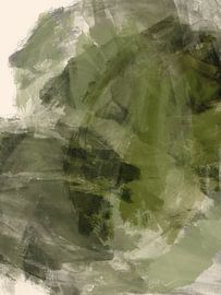 Abstract green strokes - minimalist painting by Dina Dankers