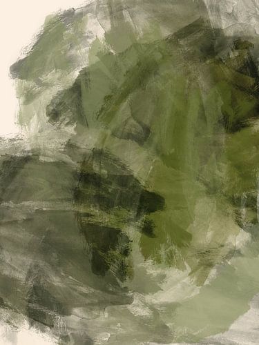 Abstract green strokes - minimalist painting by Dina Dankers