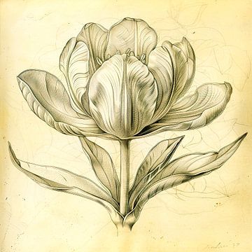 Classic Black and White Flower Illustration Wall Decoration