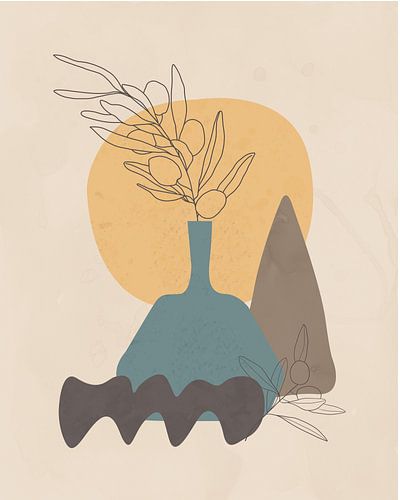 Minimal art still life with a blue vase