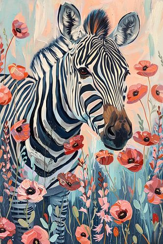 Zebra met bloemen