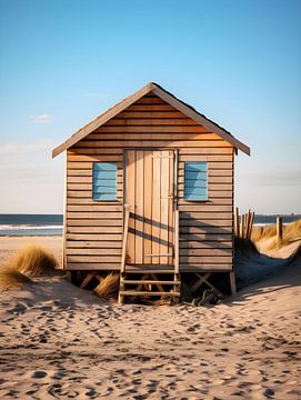Cabane de plage dans la lumière chaude du matin