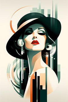 Art Deco Frauenportrait Illustration minimalistisch #2 von Mathias Ulrich