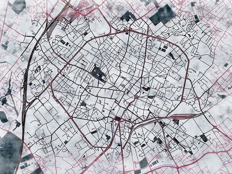 Carte de Tourcoing avec le style 'White Winter' par Maporia