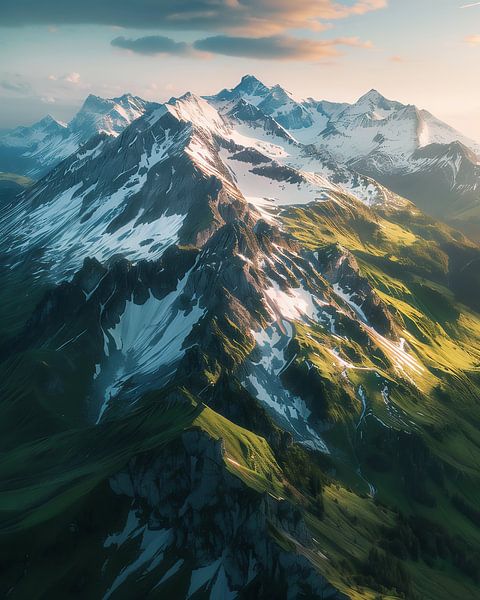 Leuchtende Bergwelt von fernlichtsicht