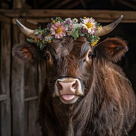 Cow with character: floral jewellery meets farmyard aesthetics by MArt