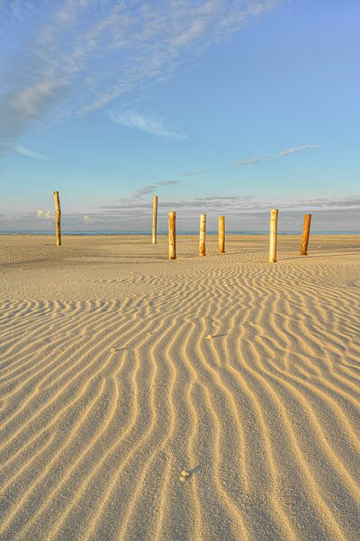 Poteaux en bois sur le Kniepsand à Amrum par Michael Valjak