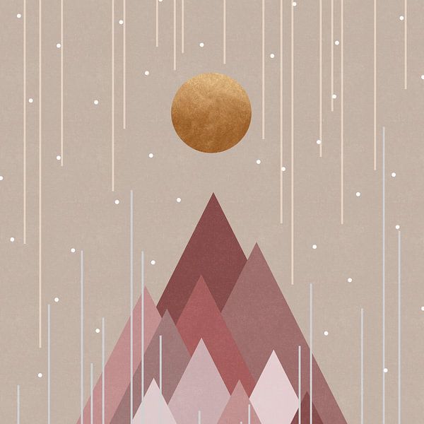 Sun & Mountains Coral Pink by Orara Studio