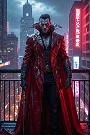 NEON DRACULA - The King of Vampires Above the Cyberpunk City
