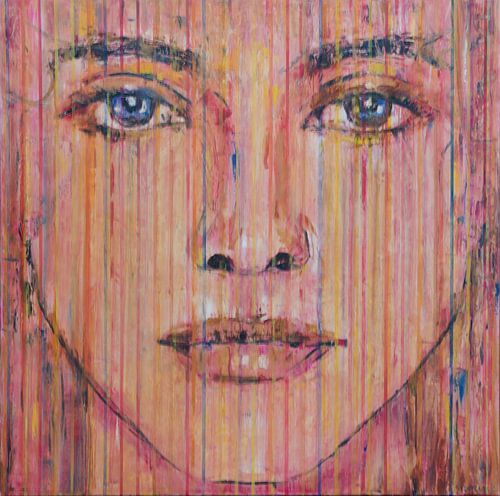 Elle | Portrait de femme peint dans des tons doux sur Anja Namink - Peintures