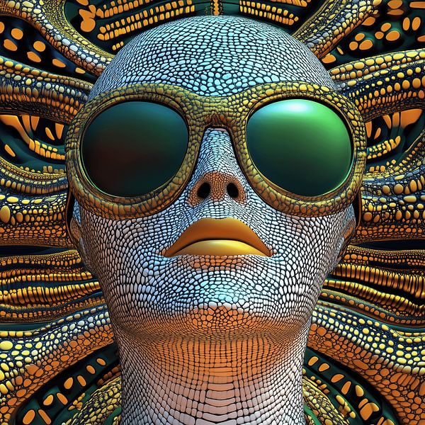 Alien with reptile skin by Ton Kuijpers