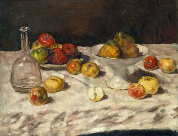 Carl Schuch,Stilleven met appels, peren en een karaf