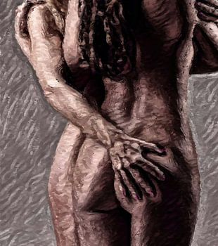 Naaktportret - Een hand stevig op haar bil