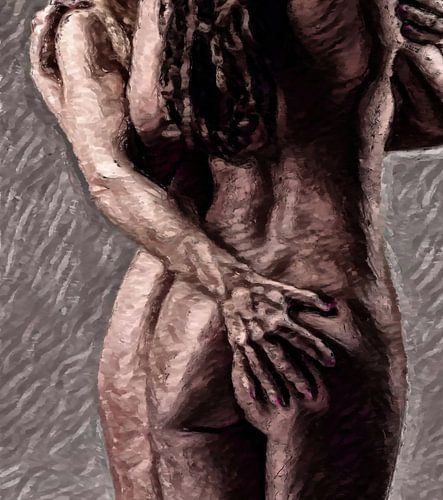 Naaktportret - Een hand stevig op haar bil