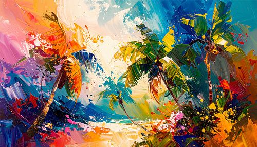 Palmbomen met wolken schilderen