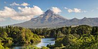 Lake Mangamahoe with Mount Taranaki, New Zealand