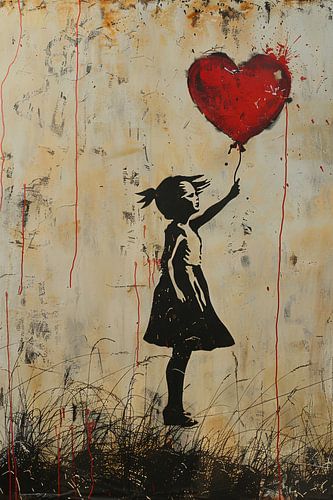 Une jeune fille tient un ballon à cœur rouge
