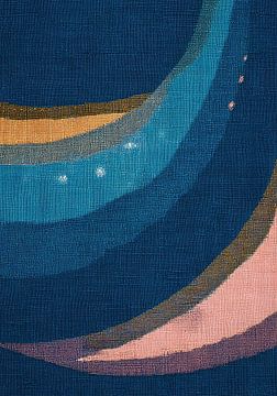 Abstracte weefstructuur in blauw en goud van Niklas Maximilian
