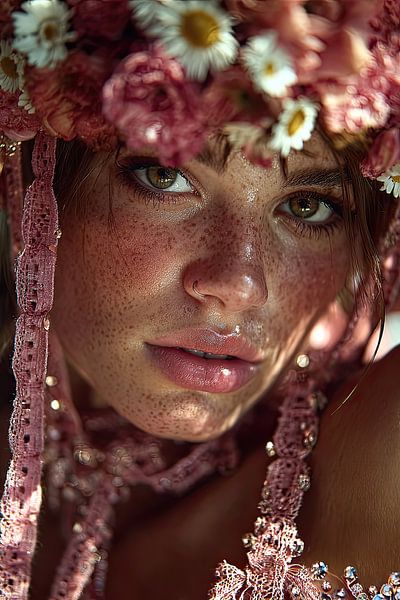 femme avec imprimé floral par Egon Zitter