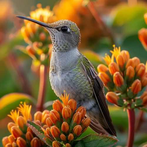 Colibri perché sur des fleurs d'oranger