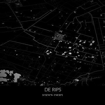 Black and white map of De Rips, North Brabant. by Rezona