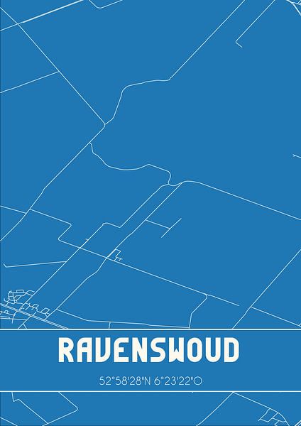 Blaupause | Karte | Ravenswoud (Fryslan) von Ortsdrucke