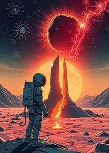 Astronaut auf fremdem Planeten Landschaft