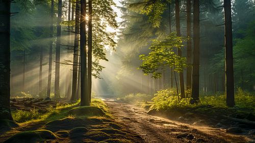 Chemin forestier au petit matin