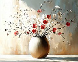 Blumenvase | Red White Floral Burst