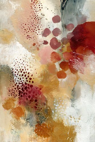 Koraalrood abstract schilderij - Warm en expressief