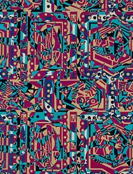 Pigeons and cubist shapes pattern